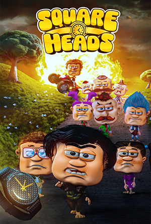 Square Heads (2025) animated comedy movie poster – Directed by Serhan Yorganci, produced by Digitoons Animation Studio